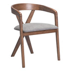 Gray And Walnut Upholstery And Solid Wood Cross Back Dining Arm Chair