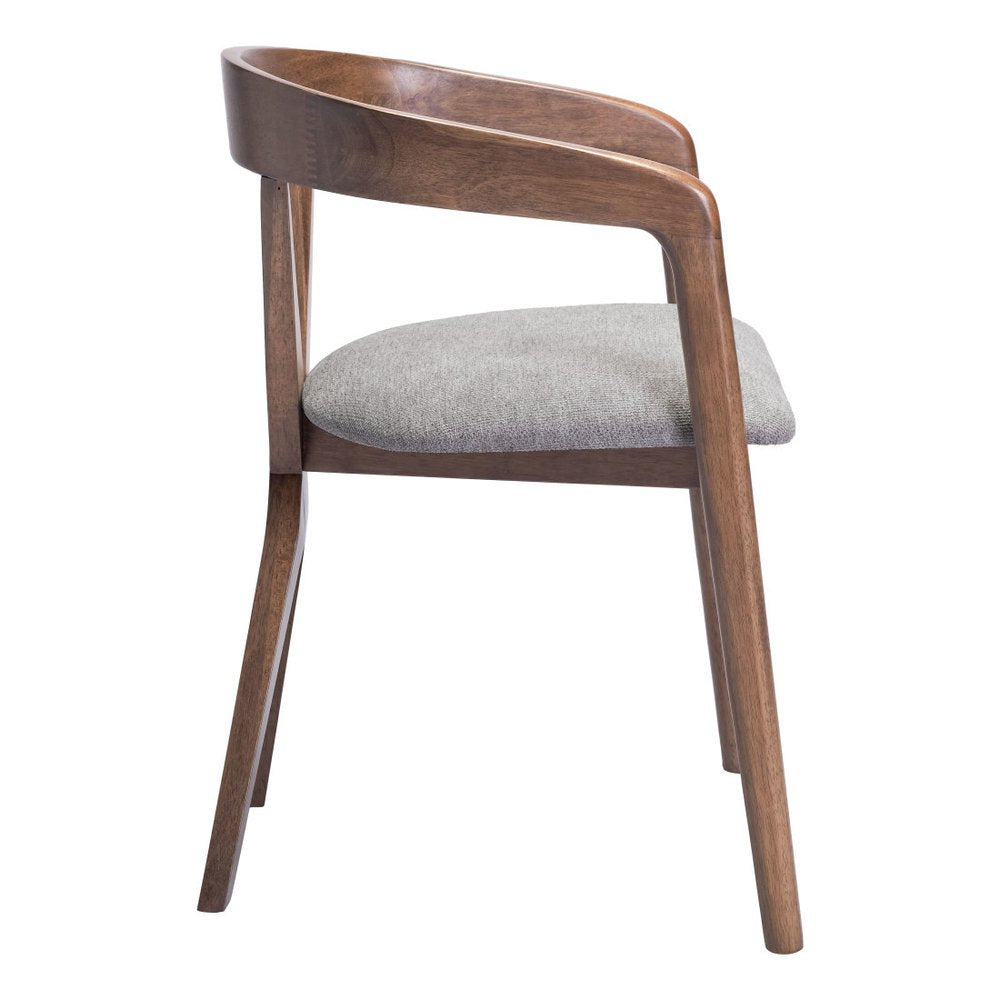 Gray And Walnut Upholstery And Solid Wood Cross Back Dining Arm Chair