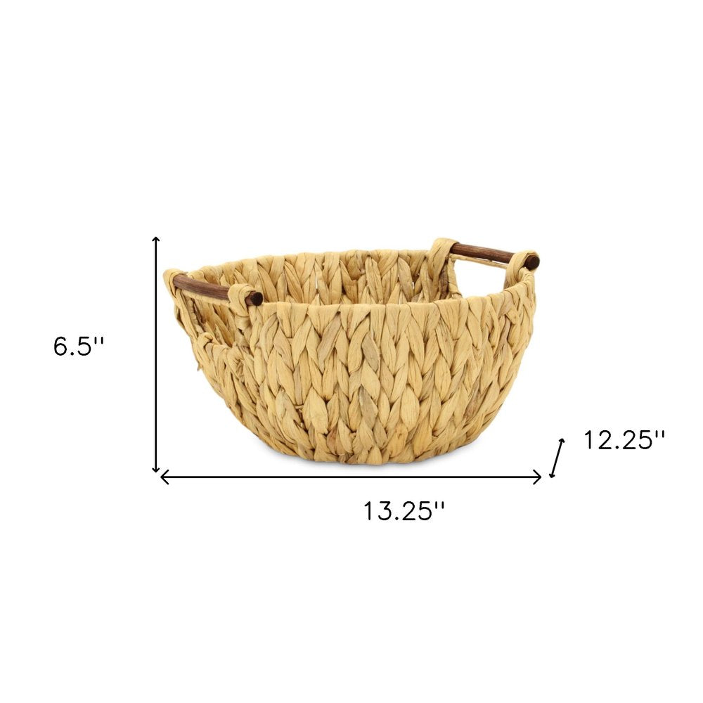 13" Natural Woven Water Hyacinth Basket