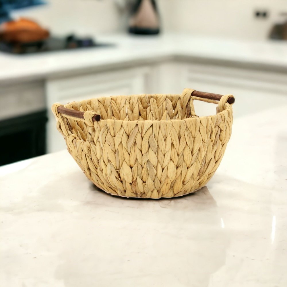 13" Natural Woven Water Hyacinth Basket