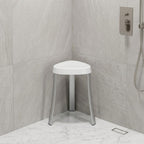 18"  White Aluminum And Heavy Duty Plastic Corner Shower Bench