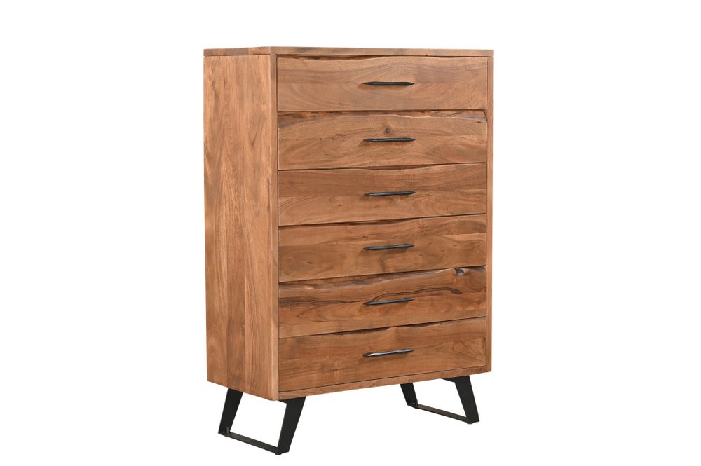 36" Natural Live Edge Solid Wood Six Drawer Dresser
