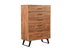 36" Natural Live Edge Solid Wood Six Drawer Dresser