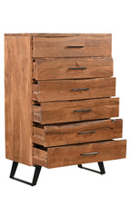 36" Natural Live Edge Solid Wood Six Drawer Dresser