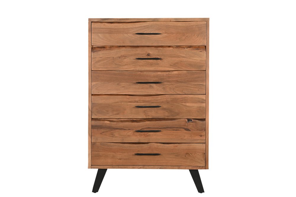 36" Natural Live Edge Solid Wood Six Drawer Dresser