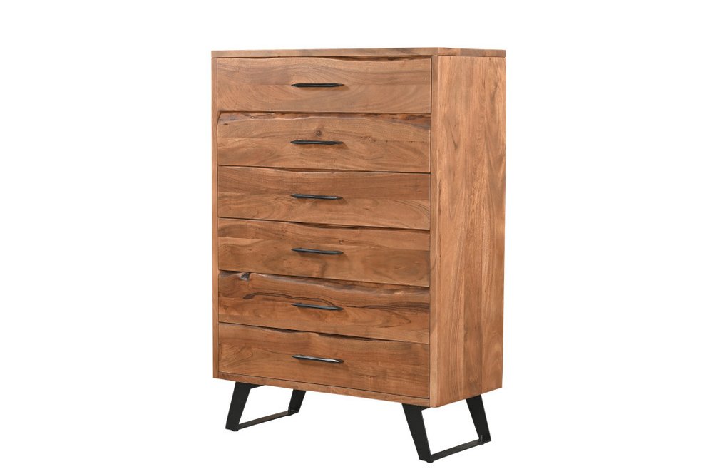 36" Natural Live Edge Solid Wood Six Drawer Dresser