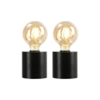Set of Two 7" Black Cylinder Battery Powered Table Lamps