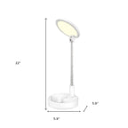 22" White Metal And Plastic Adjustable Portable Desk Lamp LED With Phone Clamp
