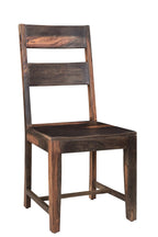 Seven Piece Dark Brown Solid Wood Dining Set with Six Chairs