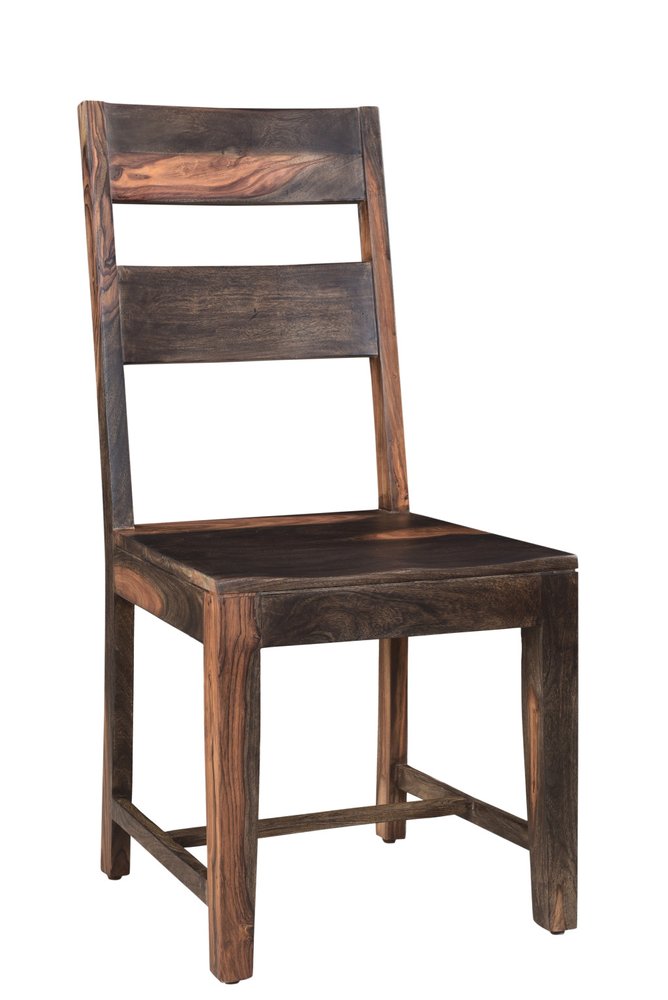 Seven Piece Dark Brown Solid Wood Dining Set with Six Chairs