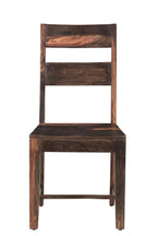 Seven Piece Dark Brown Solid Wood Dining Set with Six Chairs