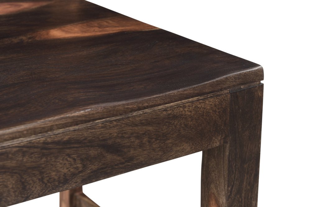 Seven Piece Dark Brown Solid Wood Dining Set with Six Chairs