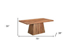 Seven Piece Brown Solid Wood Dining Set with Six Chairs