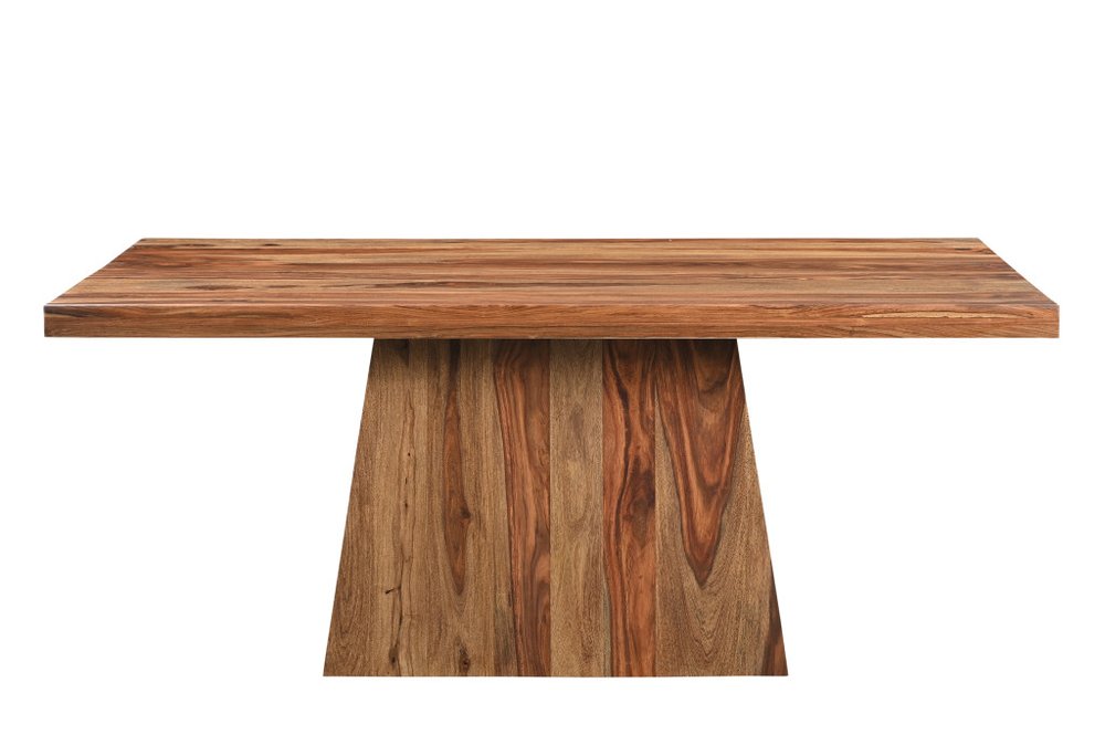 Seven Piece Brown Solid Wood Dining Set with Six Chairs