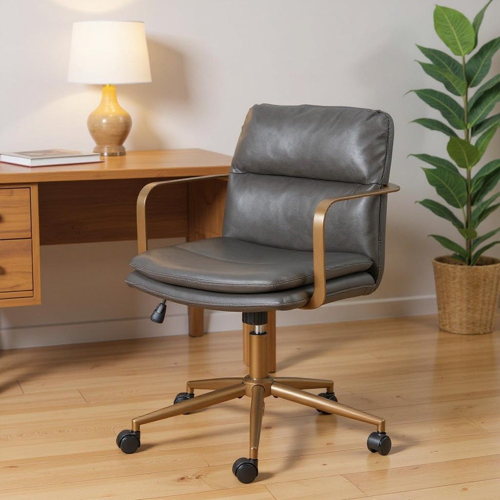 Brown and Black Adjustable Height Swivel Rolling Office Chair