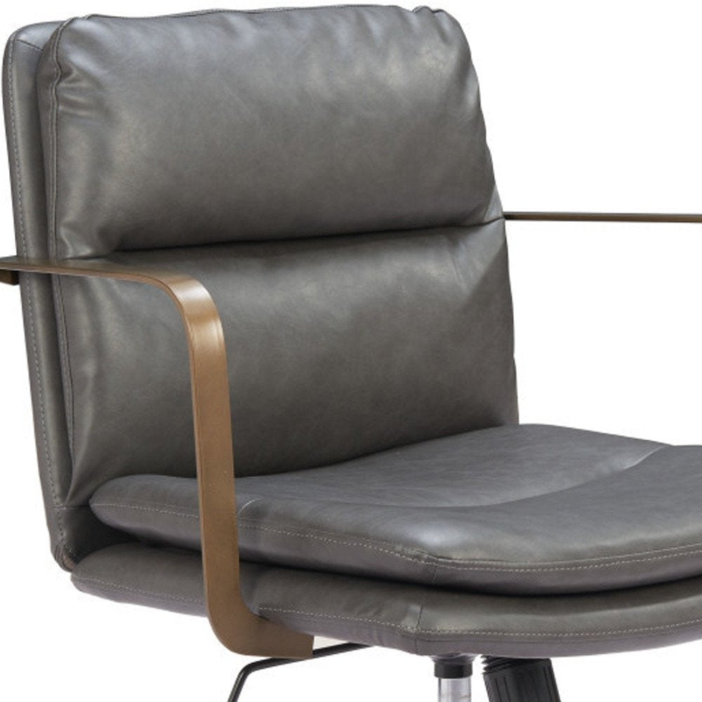 Brown and Black Adjustable Height Swivel Rolling Office Chair