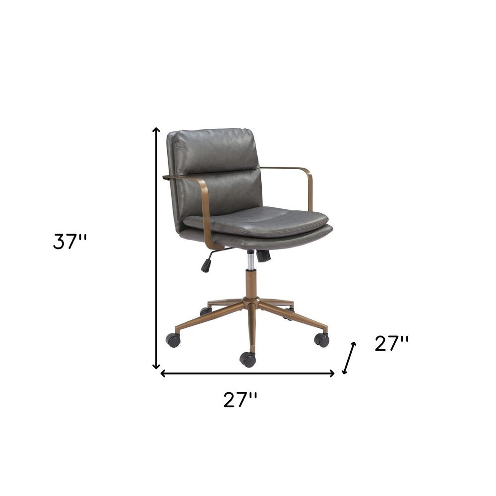 Brown and Black Adjustable Height Swivel Rolling Office Chair