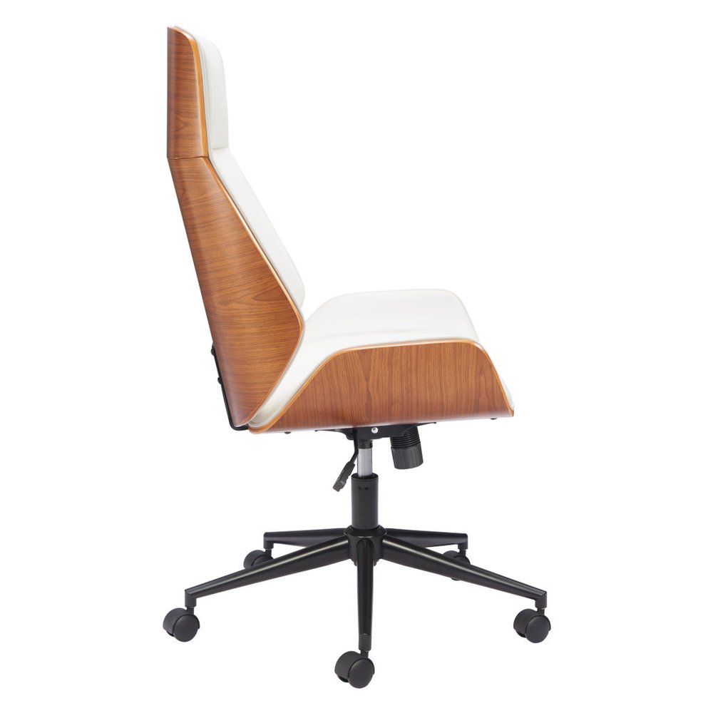 White Adjustable Height Rolling Executive Office Chair