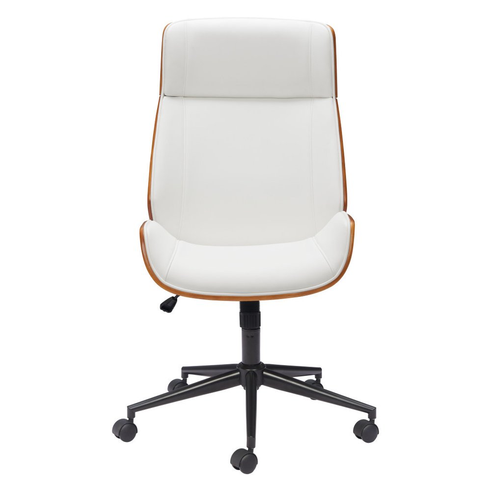 White Adjustable Height Rolling Executive Office Chair
