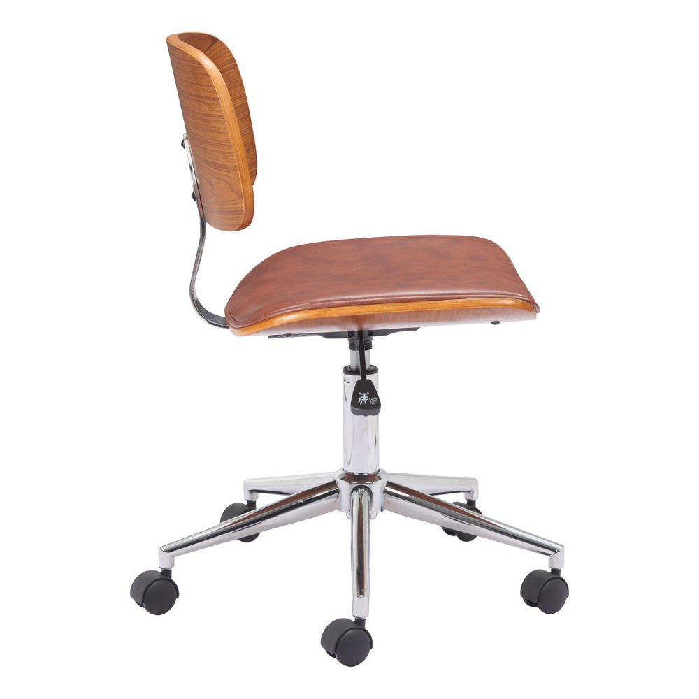 Brown Adjustable Height Rolling Office Chair