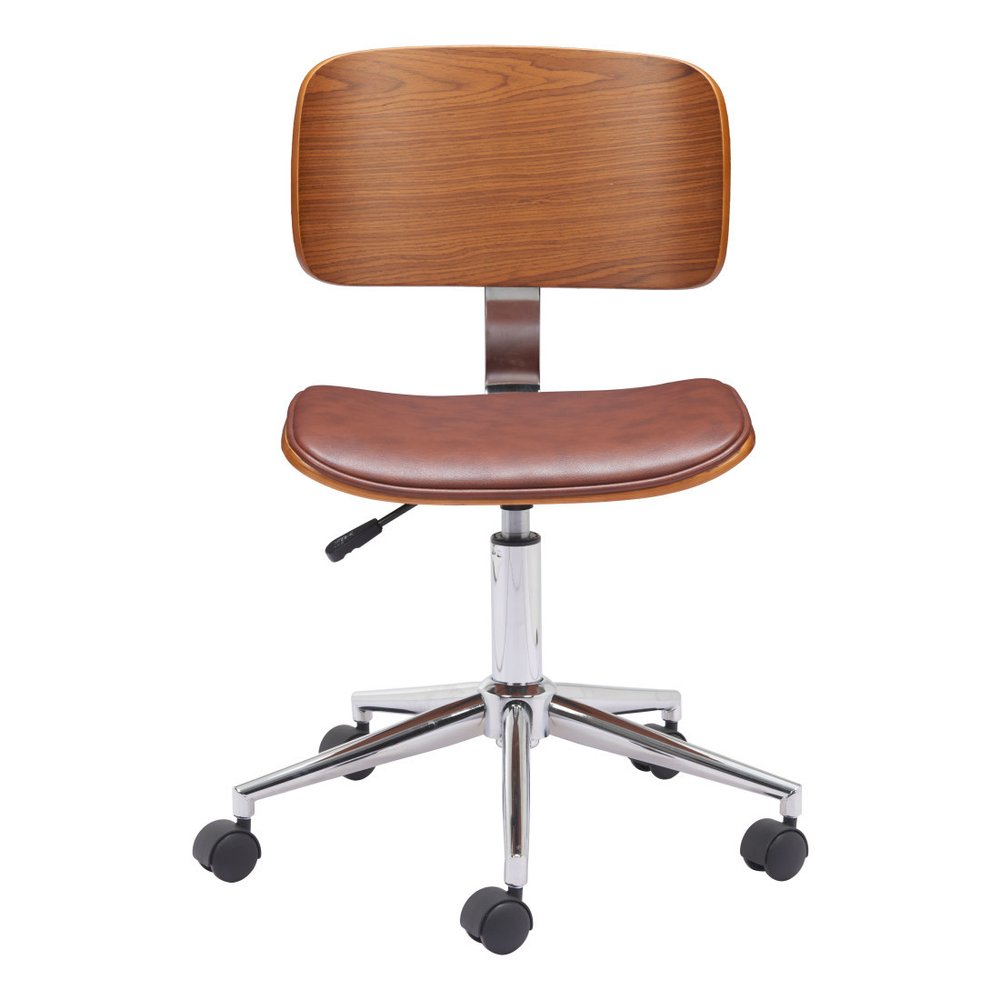 Brown Adjustable Height Rolling Office Chair