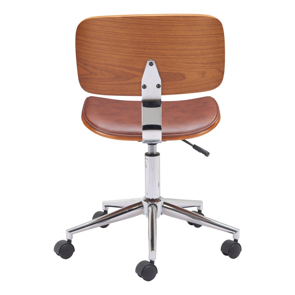 Brown Adjustable Height Rolling Office Chair