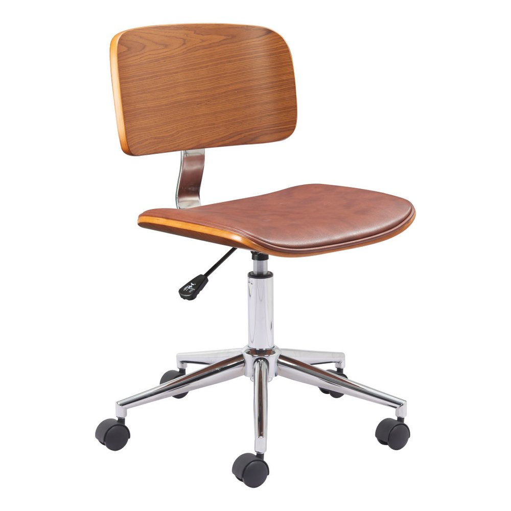 Brown Adjustable Height Rolling Office Chair