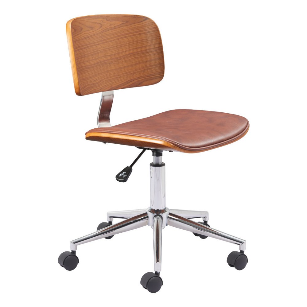 Brown Adjustable Height Rolling Office Chair