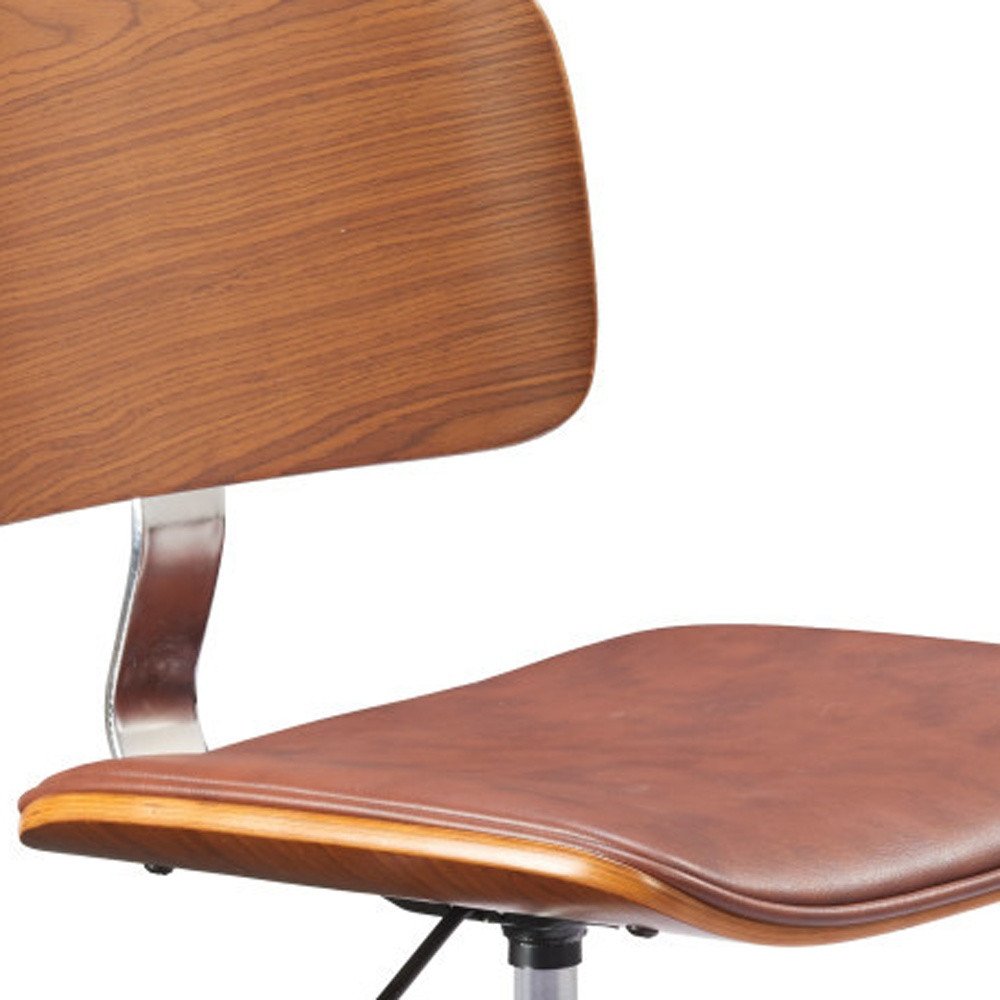 Brown Adjustable Height Rolling Office Chair