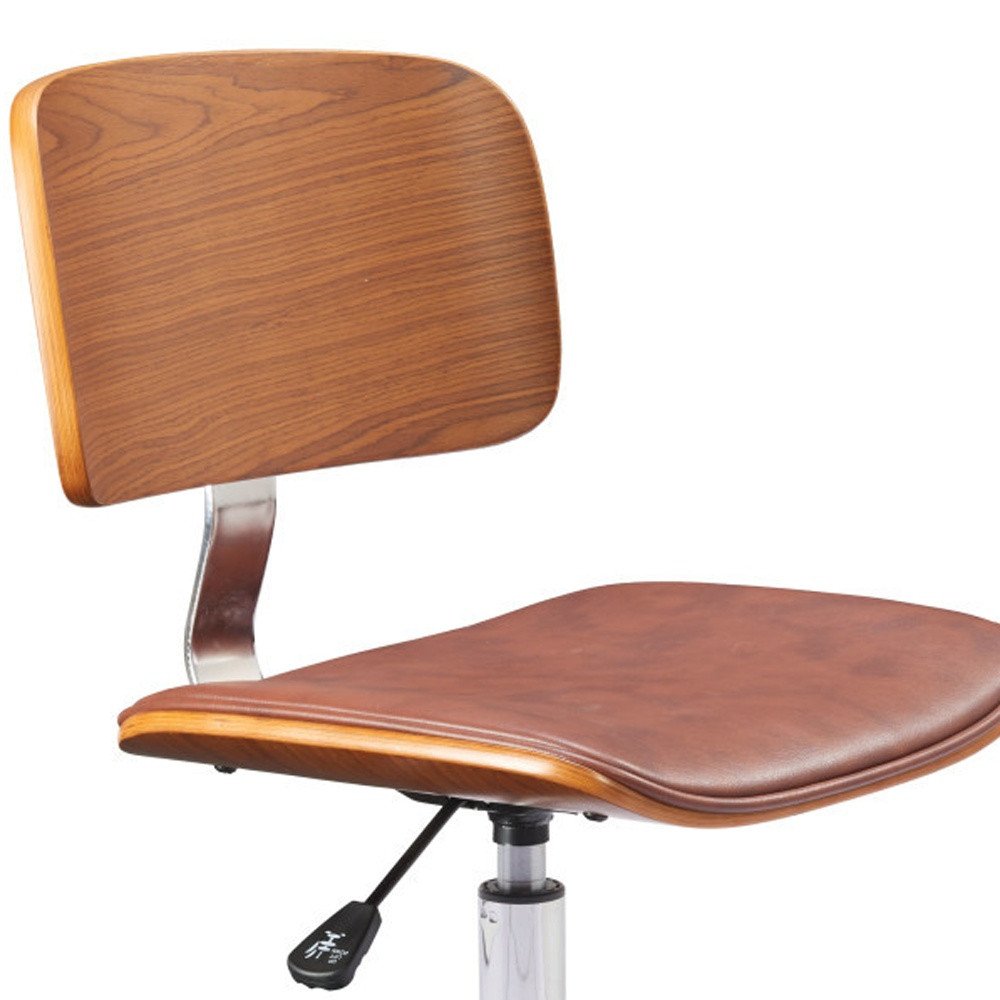 Brown Adjustable Height Rolling Office Chair