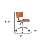 Brown Adjustable Height Rolling Office Chair
