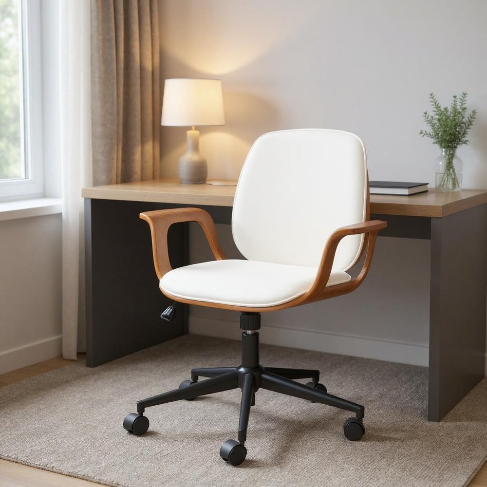 White Adjustable Height Rolling Office Chair
