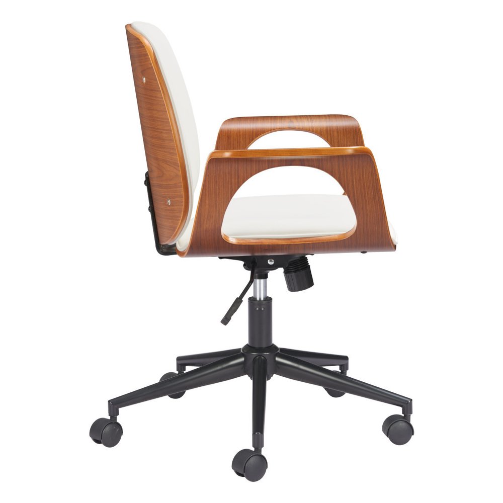 White Adjustable Height Rolling Office Chair