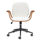 White Adjustable Height Rolling Office Chair