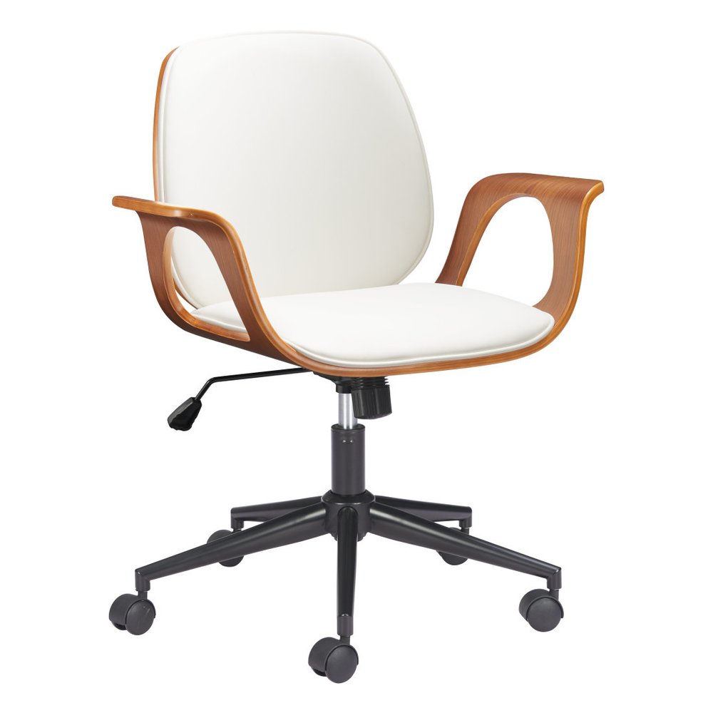 White Adjustable Height Rolling Office Chair