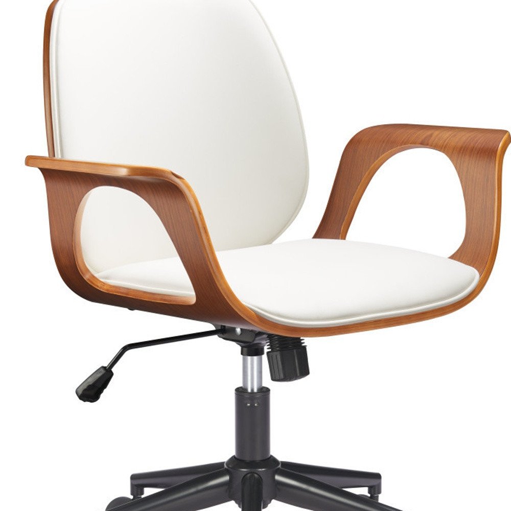 White Adjustable Height Rolling Office Chair