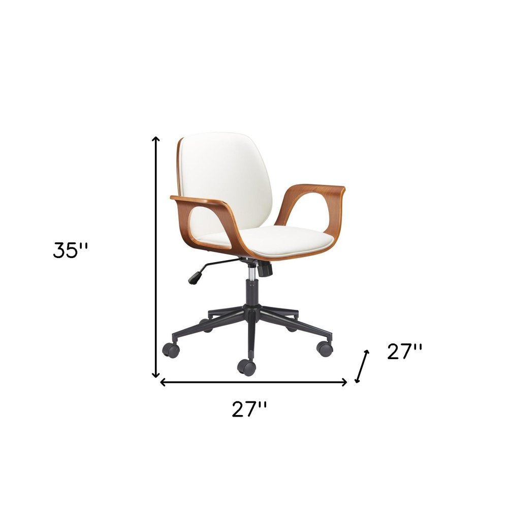 White Adjustable Height Rolling Office Chair