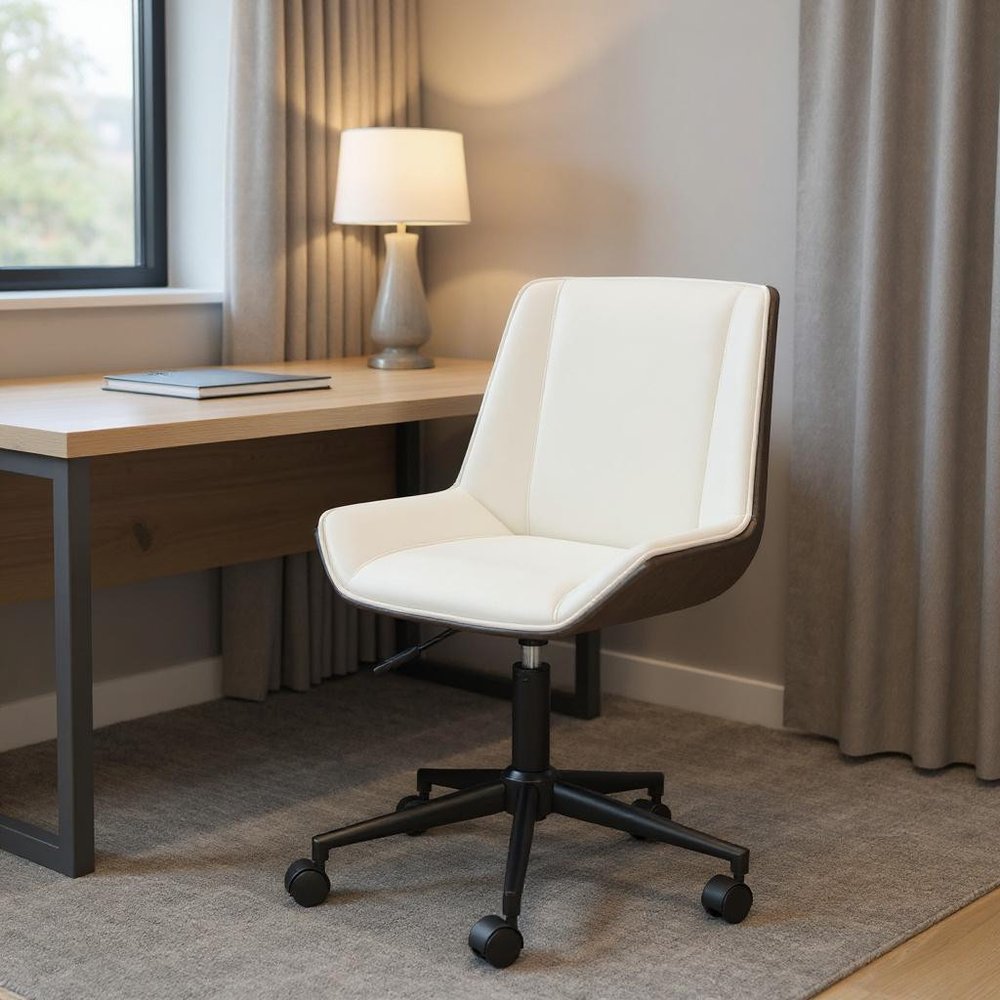 White Adjustable Height Rolling Office Chair