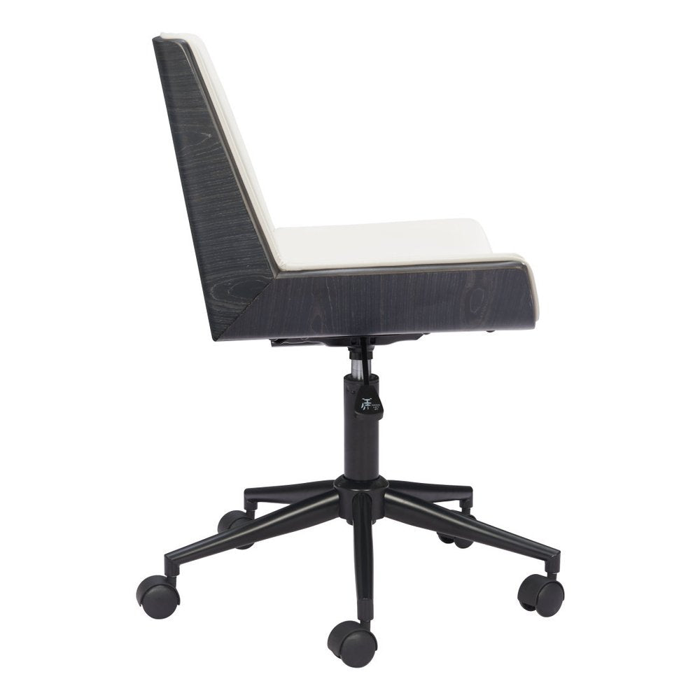 White Adjustable Height Rolling Office Chair
