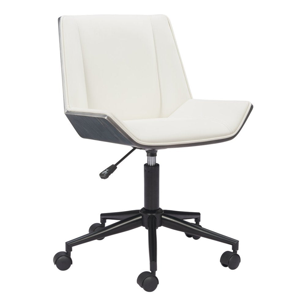 White Adjustable Height Rolling Office Chair