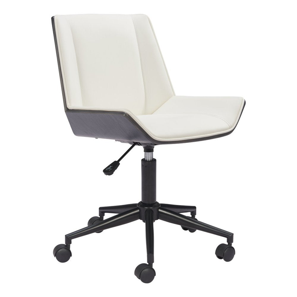 White Adjustable Height Rolling Office Chair