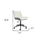 White Adjustable Height Rolling Office Chair