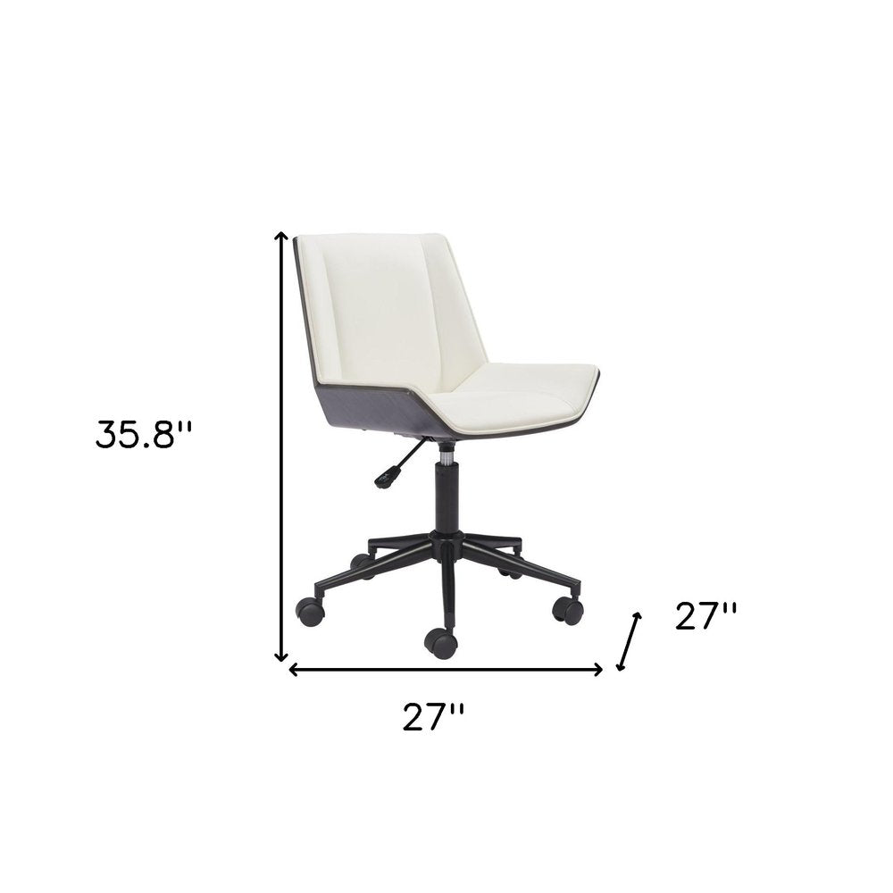 White Adjustable Height Rolling Office Chair