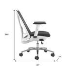 Black Silver and White Adjustable Height Swivel Rolling Office Chair