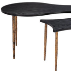 Set of Two Black and Bronze Wood and Steel Free Form Coffee And End Table