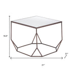 Set of Two Silver and Bronze Mirrored Glass and Steel Square Abstract Bunching Coffee Tables
