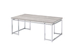 47" Oak and Silver Wood And Metal Frame Coffee Table