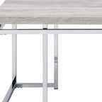 47" Oak and Silver Wood And Metal Frame Coffee Table