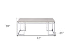 47" Oak and Silver Wood And Metal Frame Coffee Table