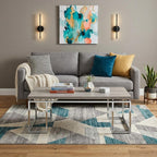 47" Oak and Silver Wood And Metal Frame Coffee Table